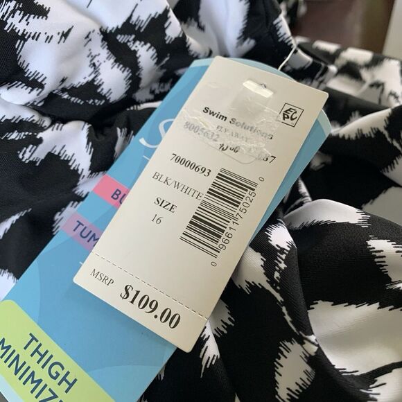 Swim Solutions Womens Flyaway Tummy‎ Control V-Neck Floral Swimdress Size 16 NWT - Picture 8 of 10